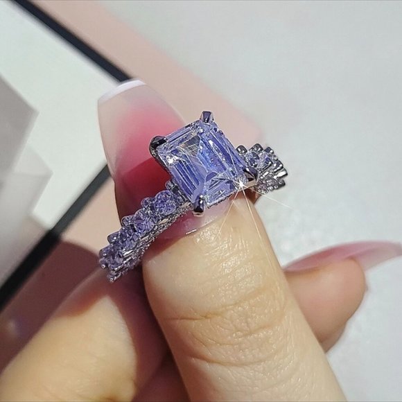 NEW DIAMOND S925 STERLING SILVER ENGAGEMENT RING, BEAUTIFUL RING, SHINY RING. - Picture 2 of 9